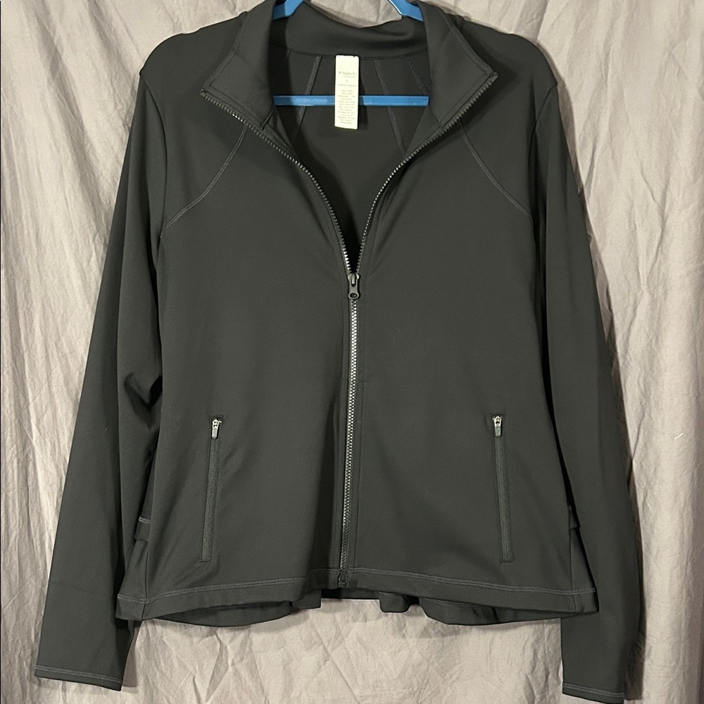 Isabella Active Wear Athletic Black Zip Jacket Large